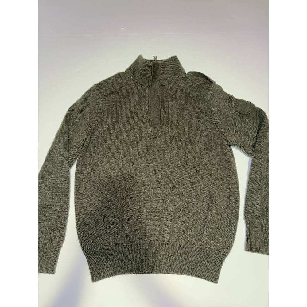 Banana Republic Men Medium Sweater Wool Blend 1/4 Zip Olive Green Italian Yarn